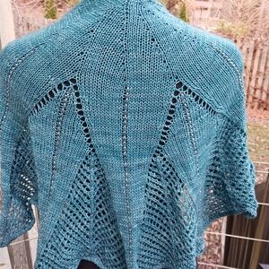 OOAK Hand-knit shoulder wrap/scarf, Merino wool with clear bead BLING